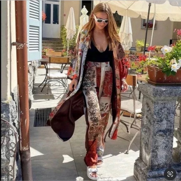 NWT Zara 2-Piece Patchwork Print Kimono And Pants Set - Picture 2 of 13